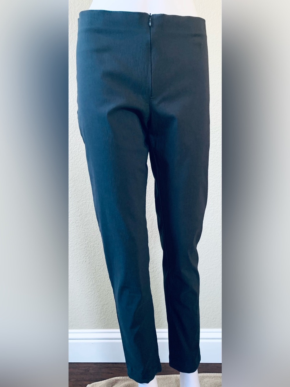 Gray Lauren Vidal stretch skinny slim pants T4 elastic zipper made in France